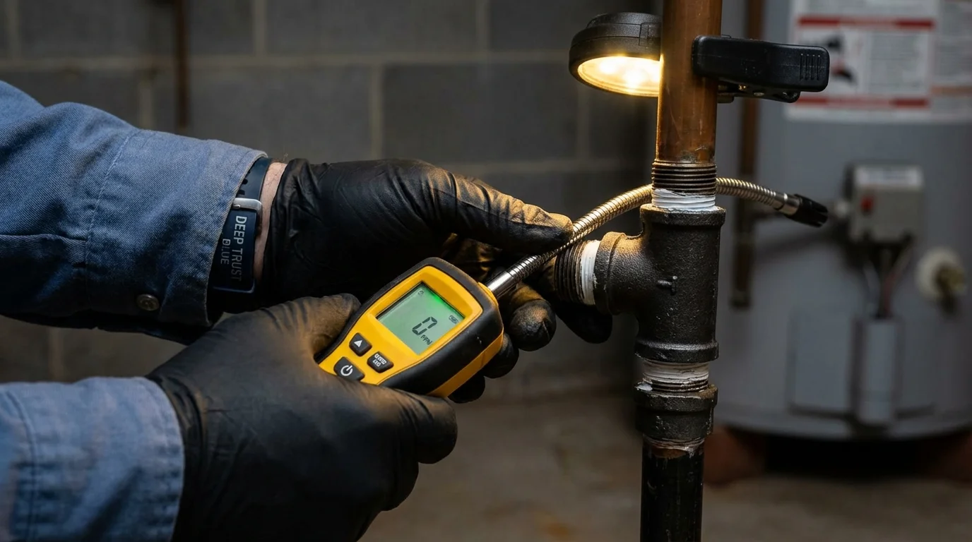 Gas leak detection with electronic sniffer by Johns Plumbing LLC in Pontotoc